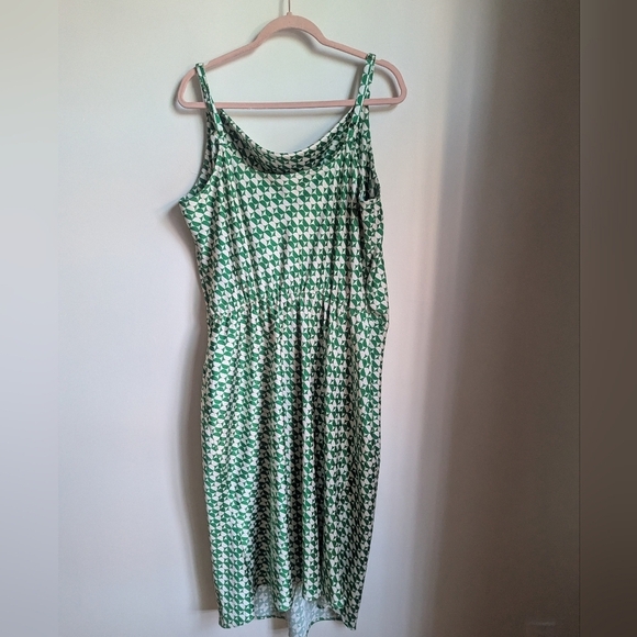 AVA & VIV Green White Geometric Design Feminine Casual Midi Dress Size 1X - Picture 12 of 12